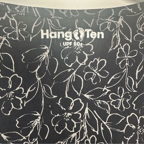 Hang Ten Women's Swim Shirt Size Small Black UV Protection UPF 50+ Floral - Picture 7 of 7